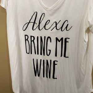 Alexa Bring Me Wine V Neck Tee XL